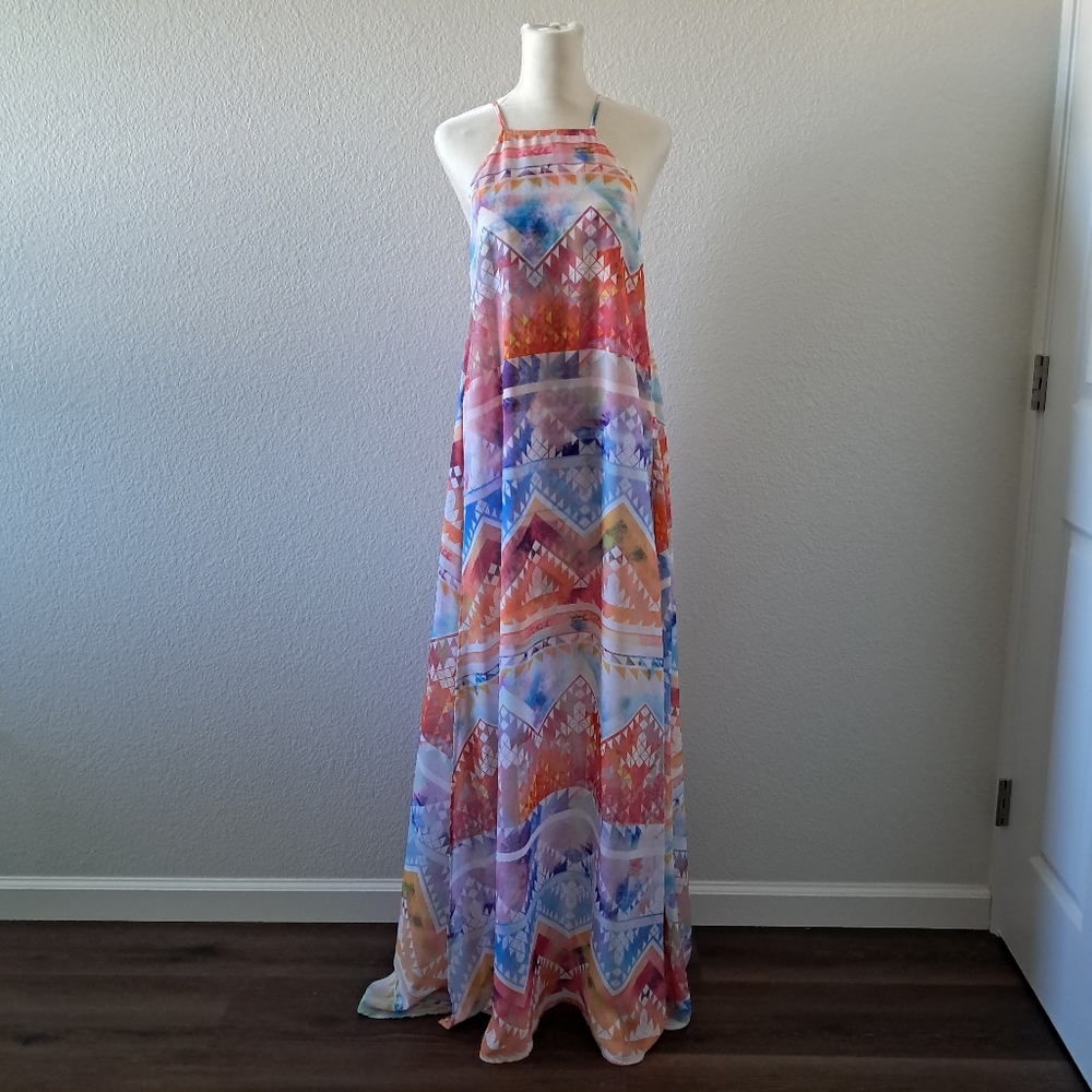 Show Me Your Mumu Bronte Maxi Dress Size Medium Aztec Southwest Beach Vacation